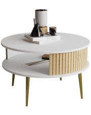 Biały okrągły stolik kawowy w stylu glamour - Gaxi 5X w sklepie Edinos.pl