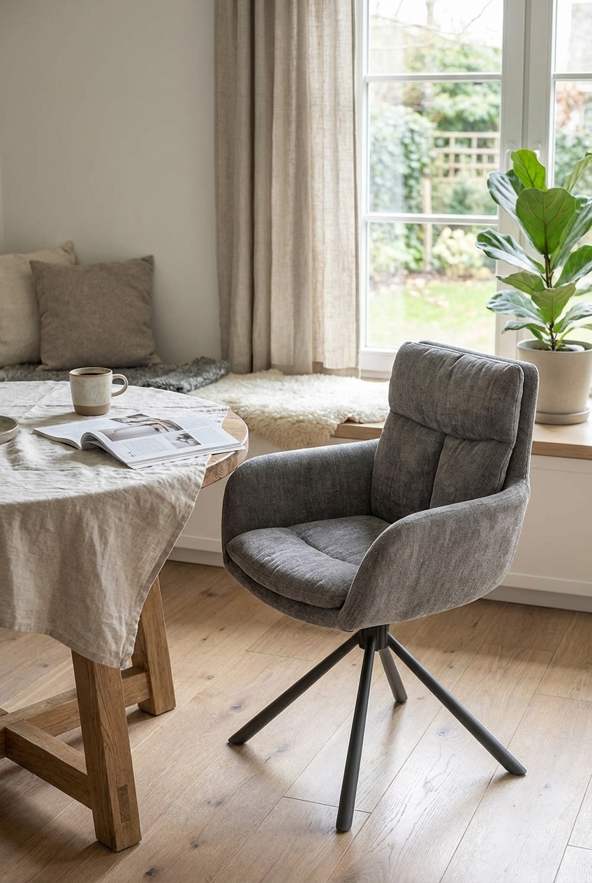 Aranżacja jadalni z tapicerowanym krzesłem obrotowym - Bonar