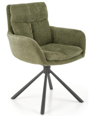 Metalowe tapicerowane oliwkowe krzesło obrotowe - Famino