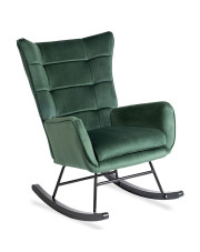 Zielony welurowy fotel wypoczynkowy na płozach - Velkos
