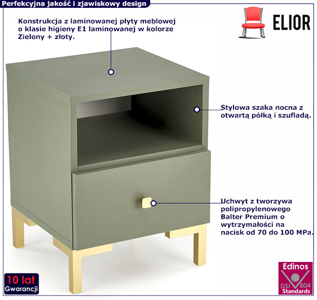 Szafka nocna do sypialni Oferos zielona