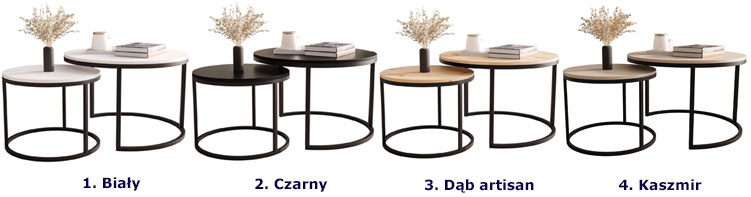 Kolory zestawu 2 stolików kawowych Desoks