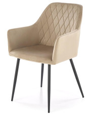 Beżowe tapicerowane krzesło metalowe - Peony w sklepie Edinos.pl