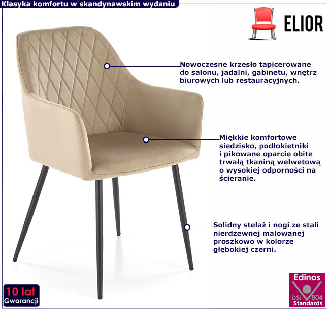 beżowe tapicerowane krzesło Hatos