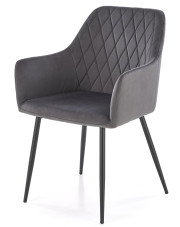 Popielate welwetowe krzesło metalowe - Peony w sklepie Edinos.pl