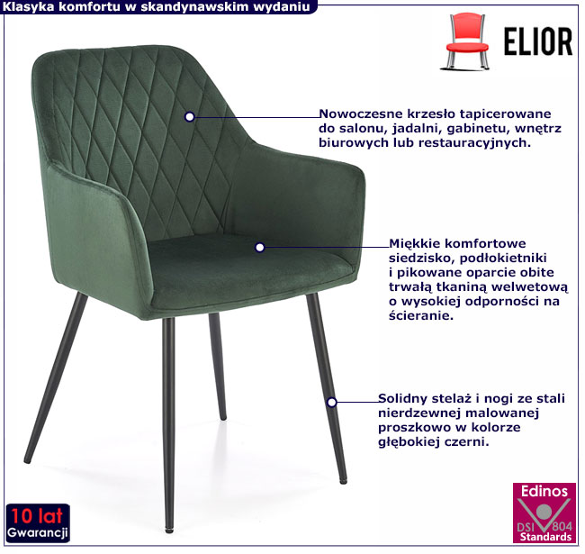 zielone tapicerowane krzesło Hatos