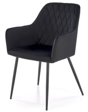 Czarne metalowe krzesło tapicerowane - Peony