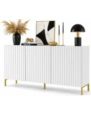 Biała komoda lamelowa na złotych nogach - Dixter 7X w sklepie Edinos.pl