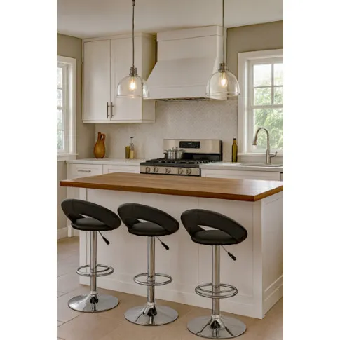 Szczegółowe zdjęcie nr 4 produktu Czarny obrotowy hoker kuchenny z oparciem - Fodi