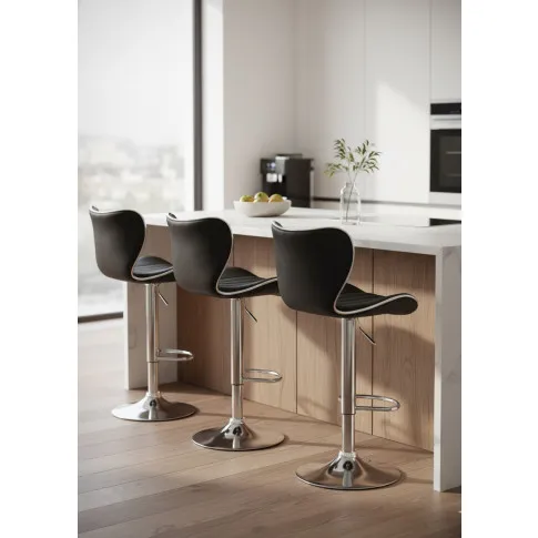 Fotografia Czarny profilowany tapicerowany hoker kuchenny - Hevre z kategorii Stołki barowe