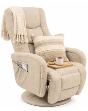 Beżowy obrotowy fotel rozkładany - Lowano 2X w sklepie Edinos.pl