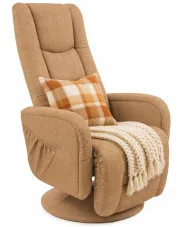 Beżowy obrotowy fotel rozkładany - Lowano 2X w sklepie Edinos.pl