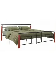 Rustykalne łózko czarny + ciemny dąb 180x200 cm - Nelo w sklepie Edinos.pl