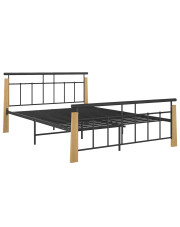 Rustykalne metalowe łóżko czarny + jasny dąb 140x200 cm - Paresa w sklepie Edinos.pl