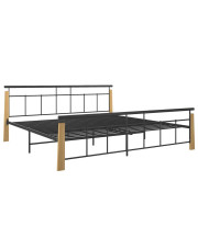 Metalowe łóżko rustykalne czarny + jasny dąb 180x200 cm - Paresa w sklepie Edinos.pl