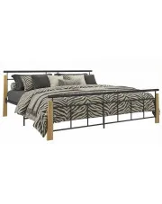 Metalowe łóżko czarny + jasny dąb 200x200 cm - Nelo w sklepie Edinos.pl