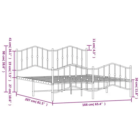 Wymiary metalowego łóżka Emelsa 160