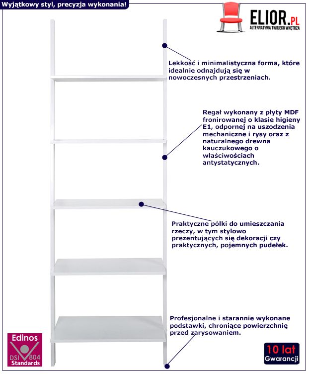 Minimalistyczny regał Lofe - biały