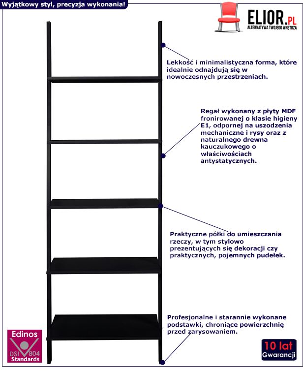 Minimalistyczne regały Lofe - czarny