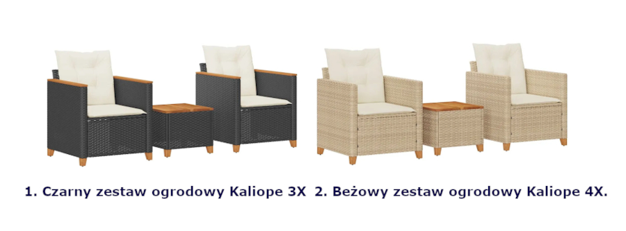 Produkt Komplet mebli ogrodowych z poduszkami - Jornin 4X