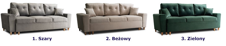 Beżowa trzyosobowa sofa do salonu z funkcja rozkładania Kanoni