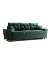 Zielona welurowa sofa z funkcją spania - Artaxa