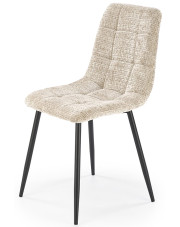 Beżowe tapicerowane krzesło metalowe - Cremi w sklepie Edinos.pl