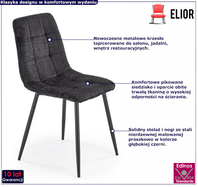 czarne tapicerowane krzesło Nimbus