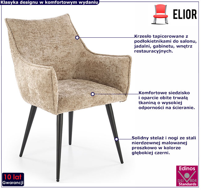 beżowe tapicerowane krzesło Paxo