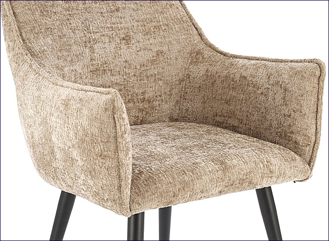 Beżowe metalowe krzesło tapicerowane Sabio