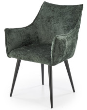 Zielone metalowe krzesło tapicerowane welwetem - Sabio