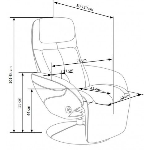 Szczegółowe zdjęcie nr 5 produktu Popielaty wypoczynkowy obrotowy fotel rozkładany - Timos 2X