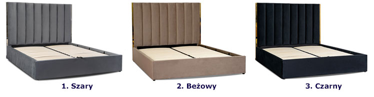 Czarne małżeńskie łóżko glamour welurowe z pojemnikiem Sekros