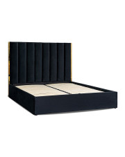 Czarne tapicerowane łóżko małżeńskie glamour 160x200 - Alzo