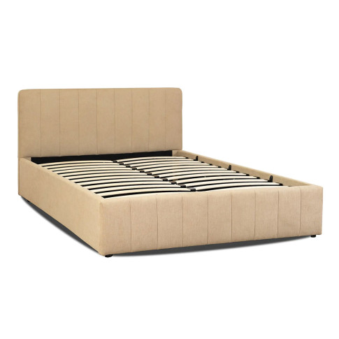 Bezowe nowoczesne łóżko z zagłówkiem 160x200 Aluvia