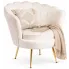 Kremowy welurowy fotel muszelka - Batiso