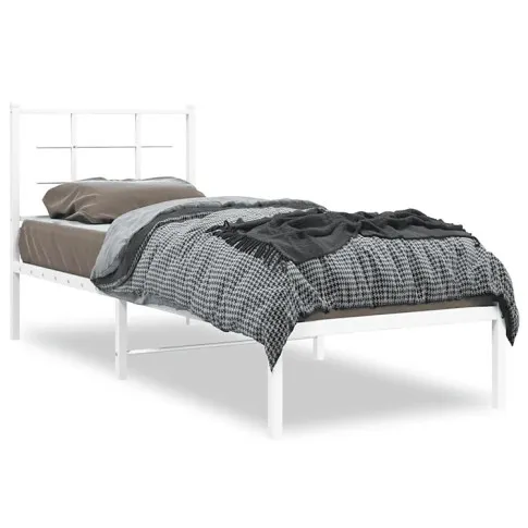 Białe łóżko metalowe Sevelzo