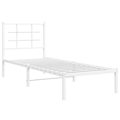 Białe metalowe łóżko loftowe Sevelzo