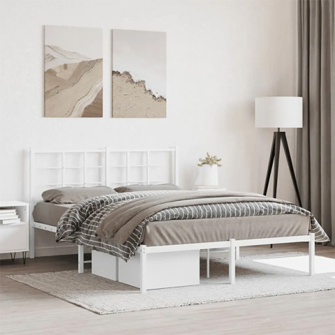 Białe łóżko z metalu Sevelzo