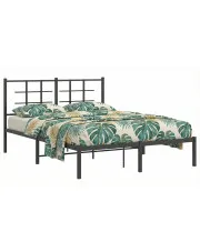 Czrane metalowe łóżko małżeńskie 140x200 cm - Laxo w sklepie Edinos.pl