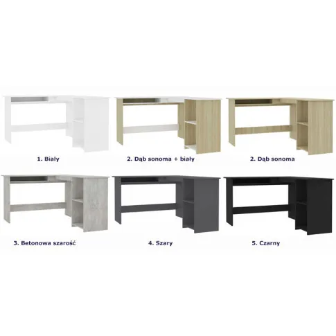 Szczegółowe zdjęcie nr 6 produktu Czarne biurko w kształcie litery L - Lorenza 3X