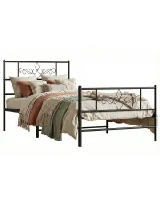 Czarne metalowe łóżko jednoosobowe 90x200 cm - Radina w sklepie Edinos.pl