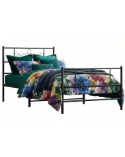 Czarne metalowe łózko rustykalne 100x200cm - Radina w sklepie Edinos.pl