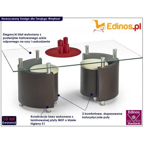 Fotografia Ława z pufami Rumo - wenge z kategorii Ławy i stoliki