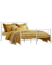 Białe metalowe łóżko małżeńskie 160x200 cm - Radina w sklepie Edinos.pl