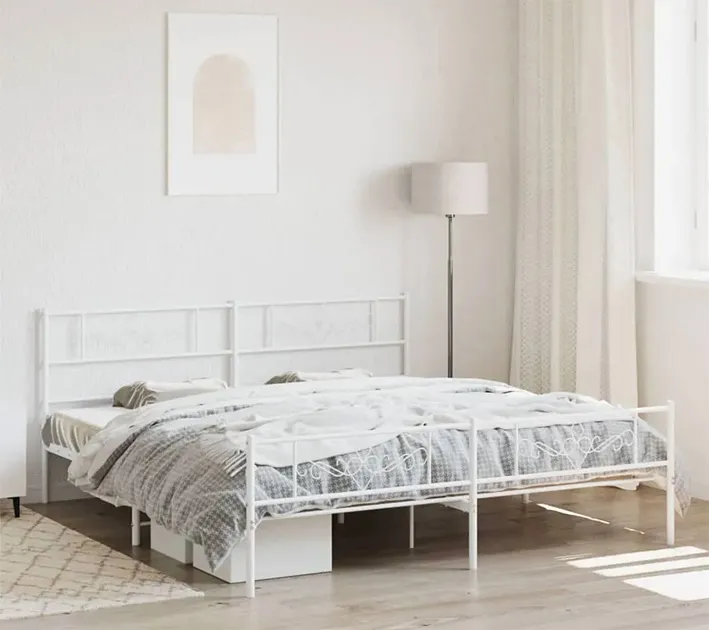 Białe metalowe łóżko Giselo