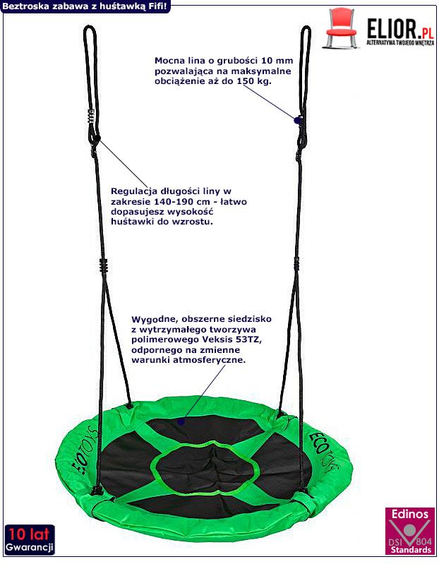 Zielona huśtawka typu bocianie gniazdo Fifi