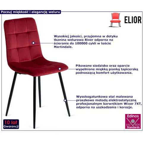 Bordowe eleganckie krzeslo Gifo