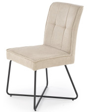 Beżowe tapicerowane krzesło metalowe - Salio w sklepie Edinos.pl