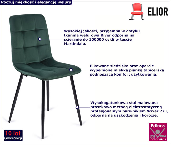Zielone welurowe krzesło Gifo